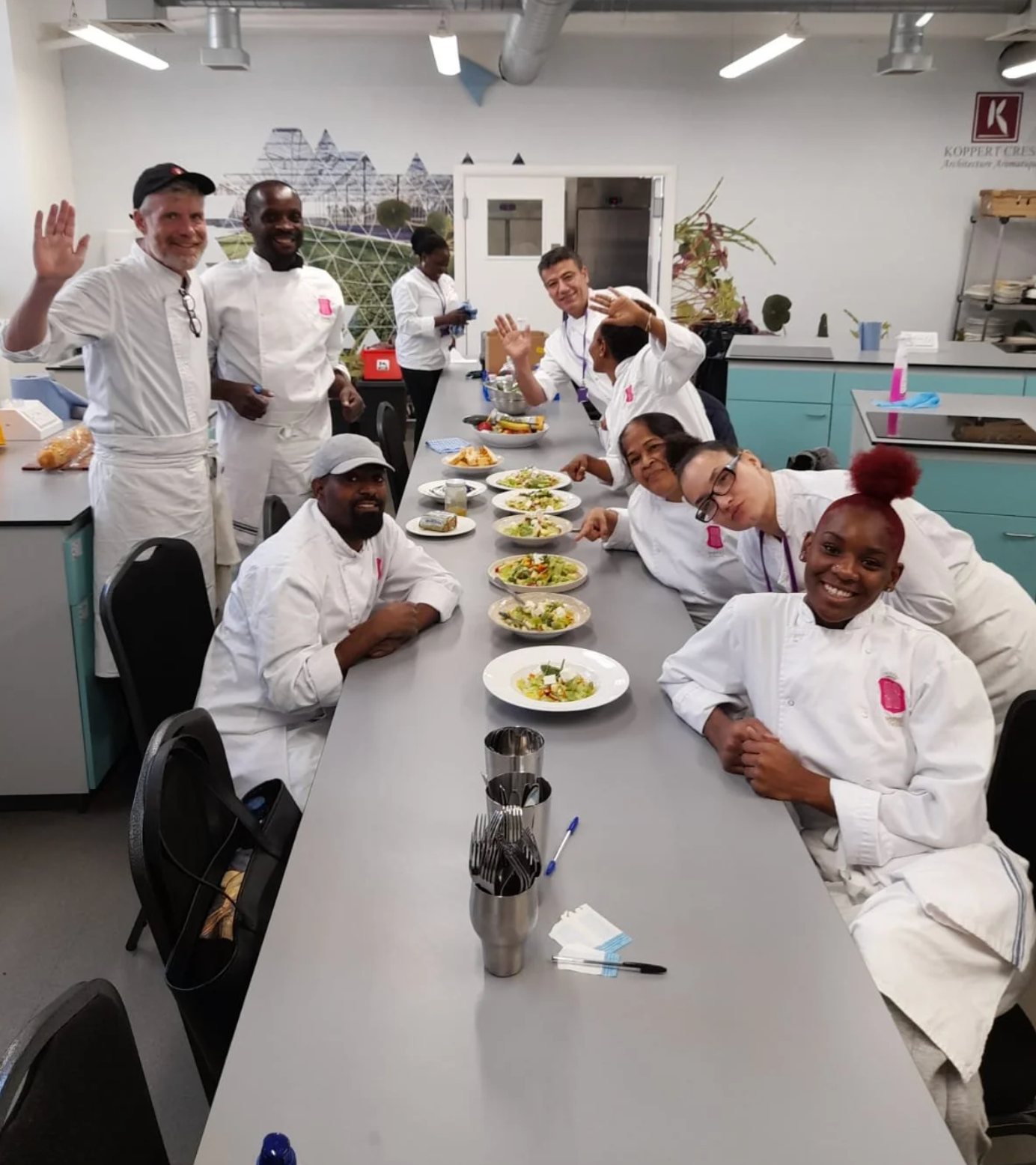 Hotel School trainees and chefs at a hOP workshop